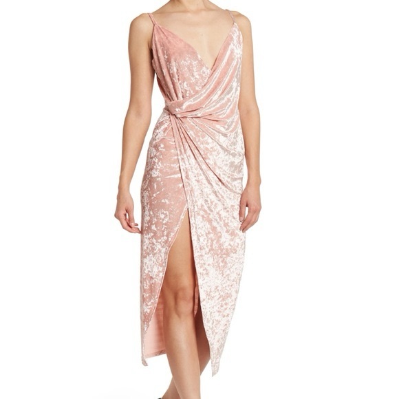 AREA Spaghetti Strap Pink Velvety Dress Size Medium NWT - Picture 1 of 4